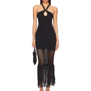 PQ Swim ‘Adrienne’ Fringe Maxi Dress in Midnight –‎ Size M/L